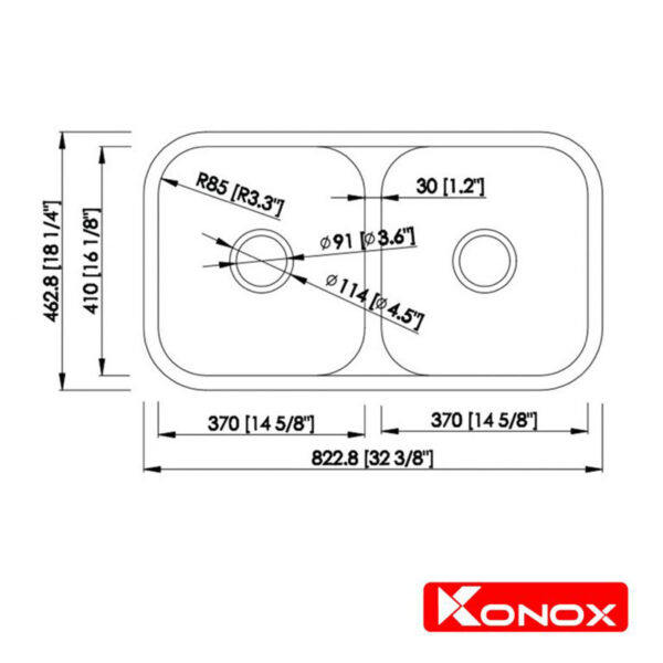 ban ve chau rua bat inox konox kn8246dua
