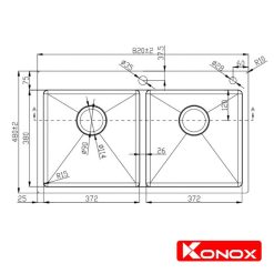 ban ve chau rua bat inox konox kn8248dob