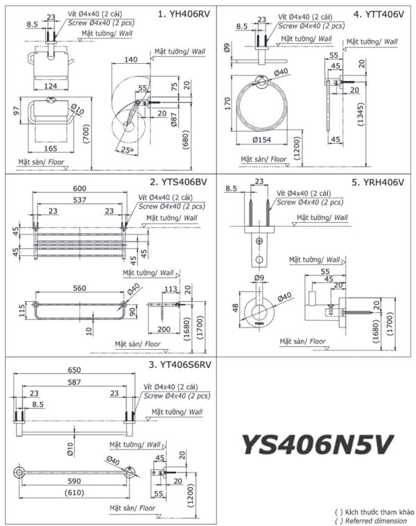ban ve ki thuat bo phu kien phong tam toto ys406n5v 5 mon