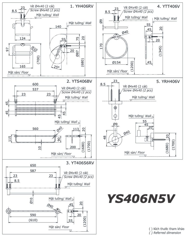 ban ve ki thuat bo phu kien phong tam toto ys406n5v 5 mon
