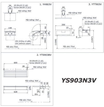 ban ve ki thuat bo phu kien phong tam toto ys903n3v 3 mon