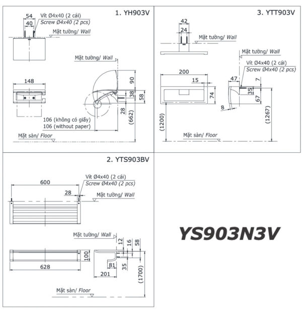 ban ve ki thuat bo phu kien phong tam toto ys903n3v 3 mon