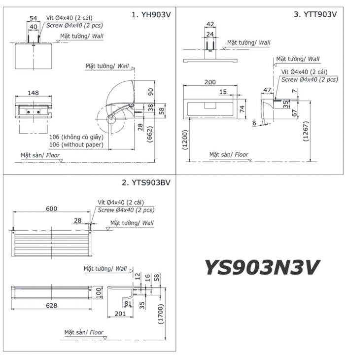 ban ve ki thuat bo phu kien phong tam toto ys903n3v 3 mon