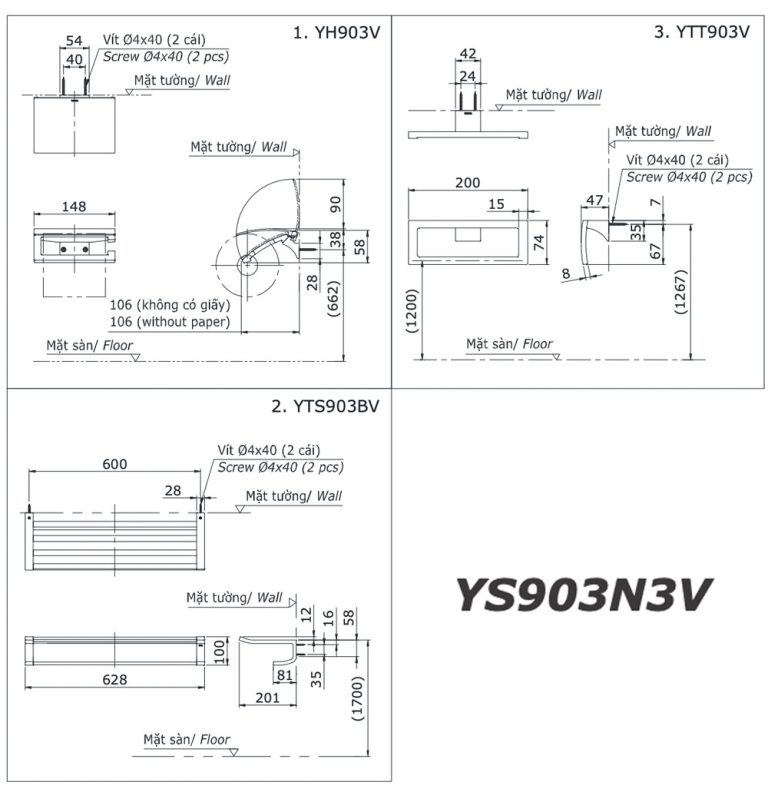 ban ve ki thuat bo phu kien phong tam toto ys903n3v 3 mon