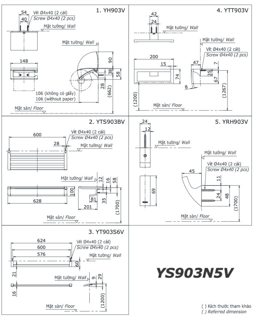 ban ve ki thuat bo phu kien phong tam toto ys903n5v 5 mon