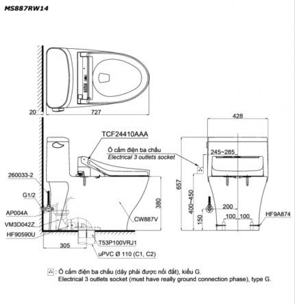 ban ve ki thuat bon cau 1 khoi toto ms887rw14 nap rua dien tu tcf24410aaa