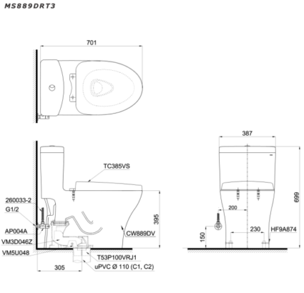 ban ve ki thuat bon cau 1 khoi toto ms889drt3 nap em tc385vs