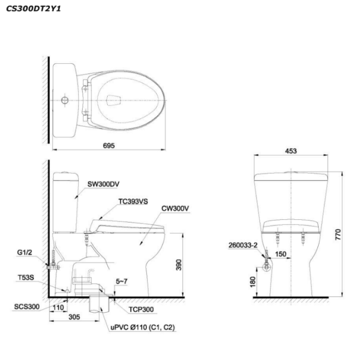 ban ve ki thuat bon cau 2 khoi toto cs300dt2y1 nap em tc393vs
