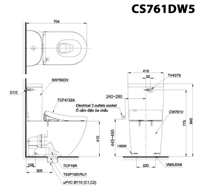 ban ve ki thuat bon cau 2 khoi toto cs761dw5 nap rua dien tu tcf4732a