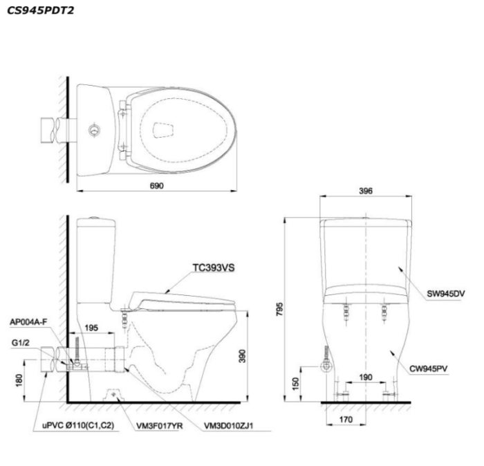 ban ve ki thuat bon cau 2 khoi toto cs945pd