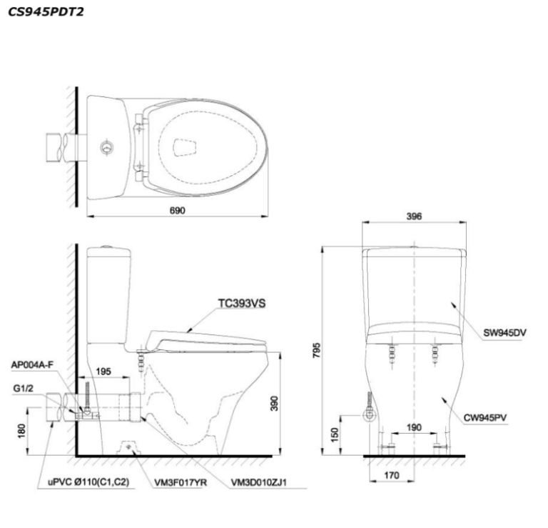 ban ve ki thuat bon cau 2 khoi toto cs945pd