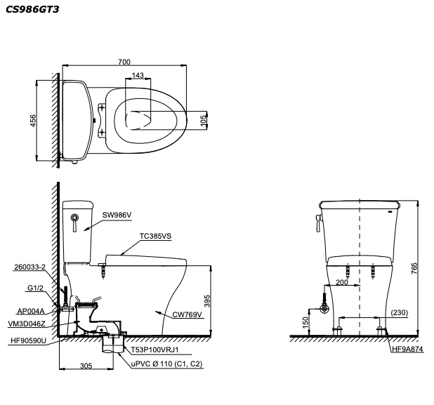 ban ve ki thuat bon cau 2 khoi toto cs986gt3 nap em tc385vs
