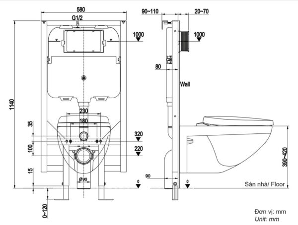 ban ve ki thuat bon cau treo tuong inax ac 23pvn aqua ceramic nap em