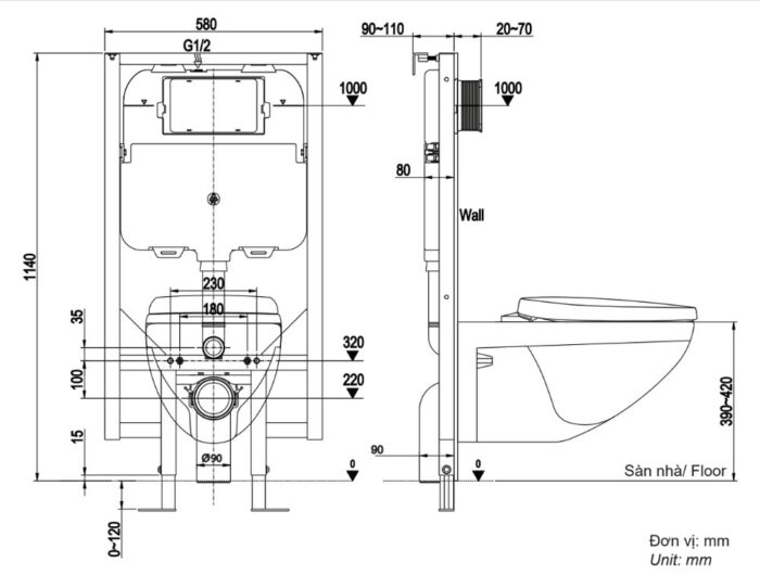 ban ve ki thuat bon cau treo tuong inax ac 23pvn aqua ceramic nap em