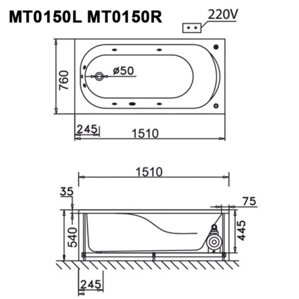 ban ve ki thuat bon tam caesar mt0150l r massage xay 15m
