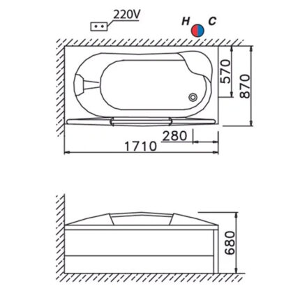 ban ve ki thuat bon tam caesar mt3370l r massage chan yem 17m