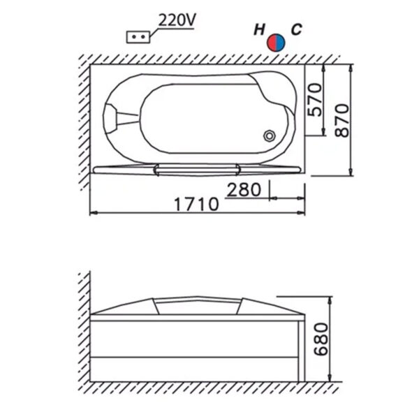ban ve ki thuat bon tam caesar mt3370l r massage chan yem 17m