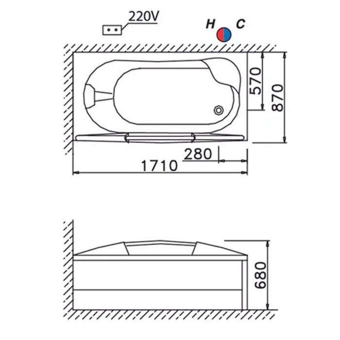 ban ve ki thuat bon tam caesar mt3370l r massage chan yem 17m