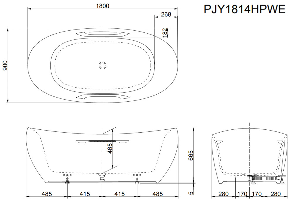Bản vẽ kĩ thuật Bồn Tắm TOTO PJY1814HPWE#MW lập thể đá cẩm thạch GALALATO 1.8M