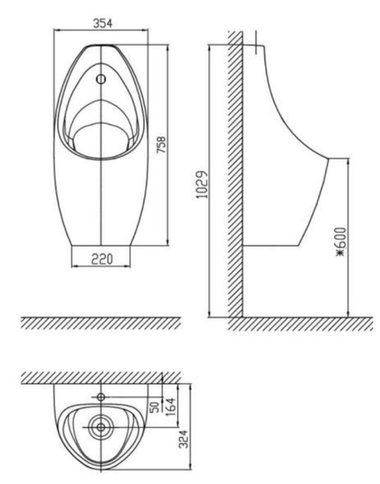 ban ve ki thuat bon tieu nam american standard wp 6737 new contour treo tuong