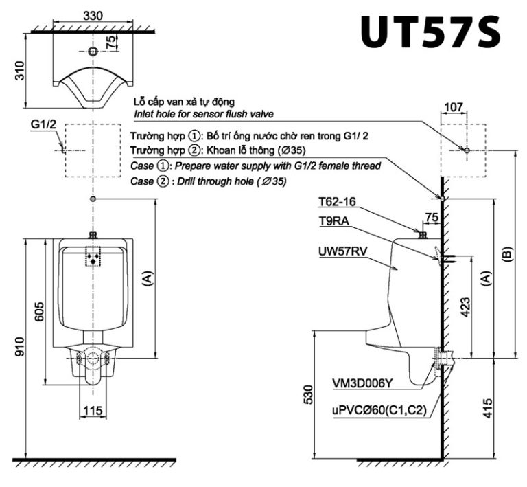 ban ve ki thuat bon tieu nam toto ut57s treo tuong