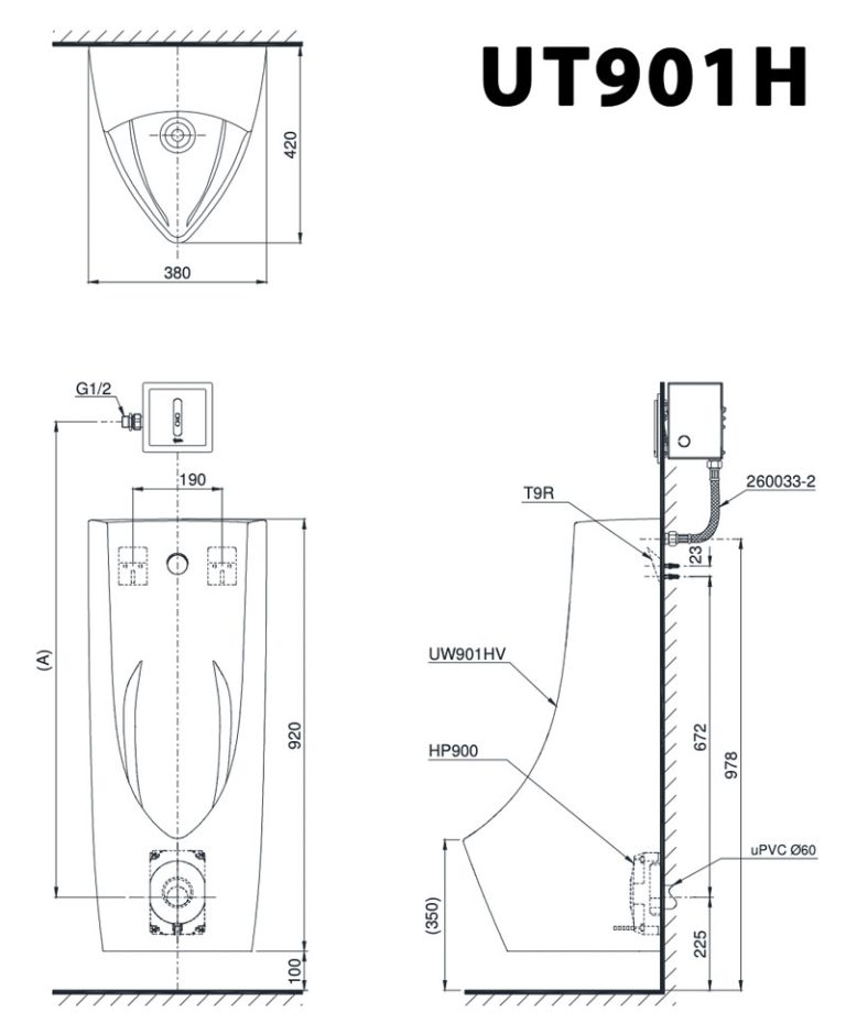 ban ve ki thuat bon tieu nam toto ut901h treo tuong