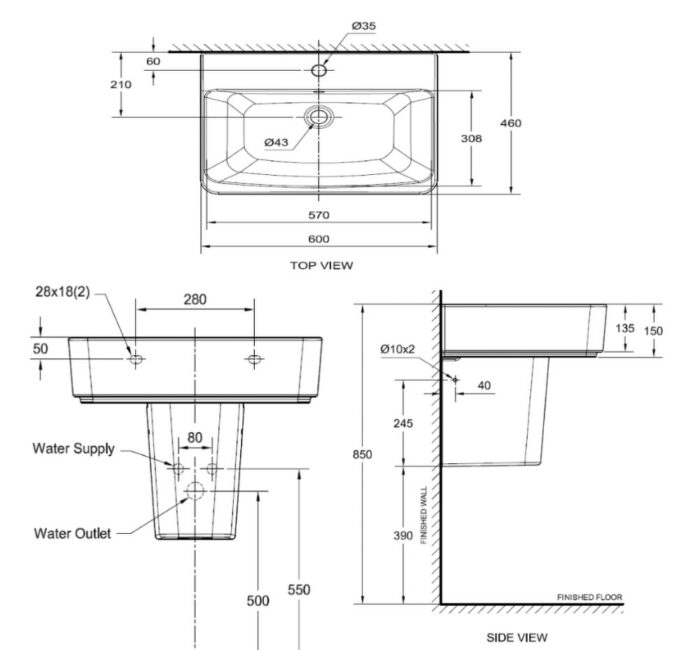 ban ve ki thuat chau rua mat lavabo american standard 0507w wt treo tuong