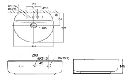 ban ve ki thuat chau rua mat lavabo american standard 0552 wt concept treo tuong