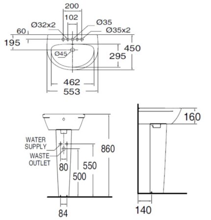 ban ve ki thuat chau rua mat lavabo american standard 0953 wt wp f711 neo modern chan dai treo tuong