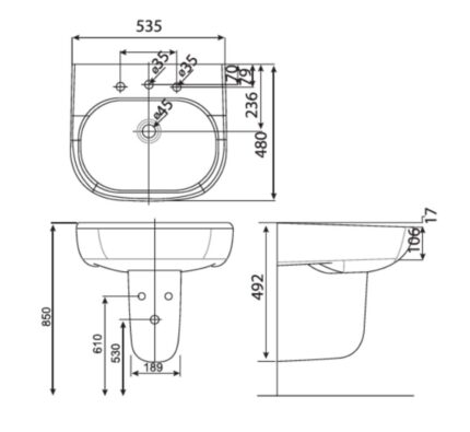 ban ve ki thuat chau rua mat lavabo american standard 0955 wt 0755 wt active chan ngan treo tuong