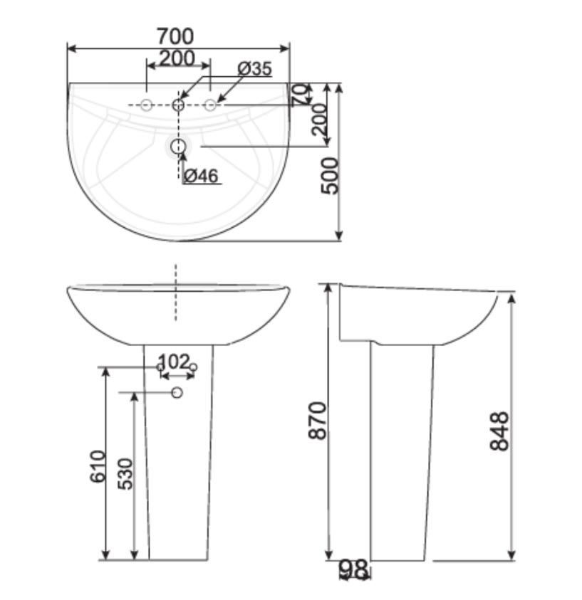 ban ve ki thuat chau rua mat lavabo american standard 0956 wt 0775 wt activa chan dai treo tuong