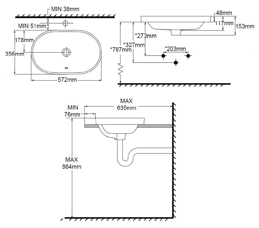 Bản vẽ kĩ thuật chậu lavabo American Standard WP-0310 Studio S đặt bàn