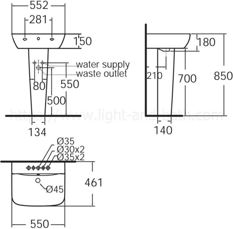 ban ve ki thuat chau rua mat lavabo american standard wp 1511 wp f711 cygnet chan dai treo tuong