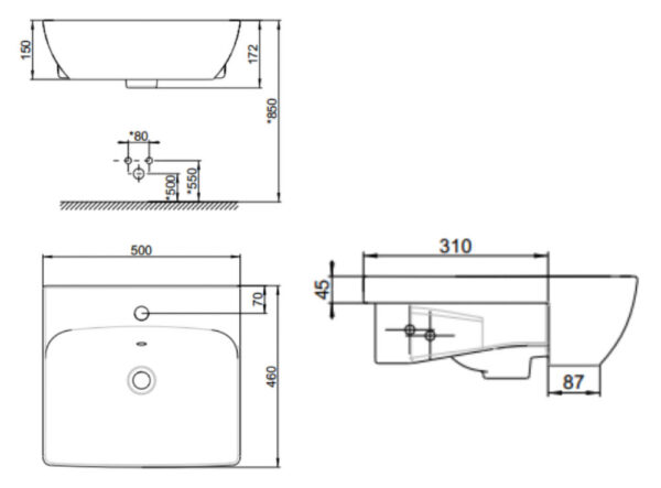 ban ve ki thuat chau rua mat lavabo american standard wp f301 milano ban am