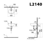 ban ve ki thuat chau rua mat lavabo caesar l2140 p2445 chan dai treo tuong