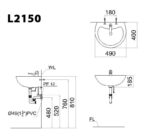 ban ve ki thuat chau rua mat lavabo caesar l2150 treo tuong