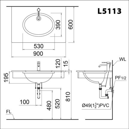 ban ve ki thuat chau rua mat lavabo caesar l5113 am ban