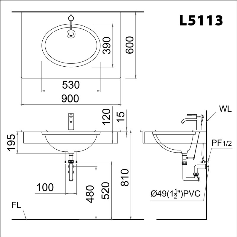 ban ve ki thuat chau rua mat lavabo caesar l5113 am ban