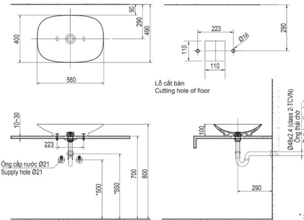 ban ve ki thuat chau rua mat lavabo inax al s620v dat ban