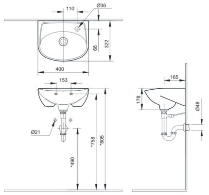 ban ve ki thuat chau rua mat lavabo inax l 280v treo tuong