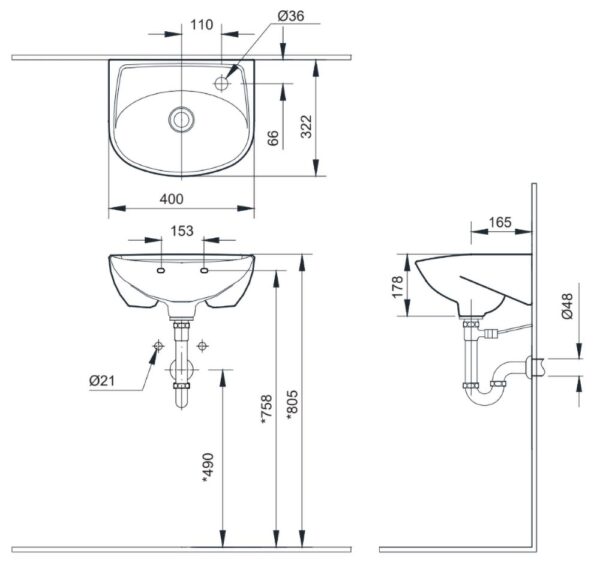 ban ve ki thuat chau rua mat lavabo inax l 280v treo tuong