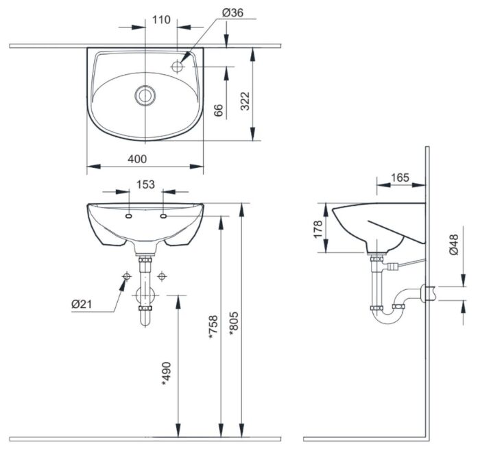 ban ve ki thuat chau rua mat lavabo inax l 280v treo tuong