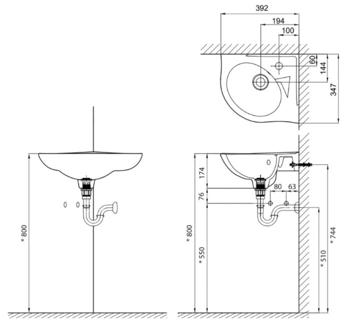 ban ve ki thuat chau rua mat lavabo inax l 281v treo tuong