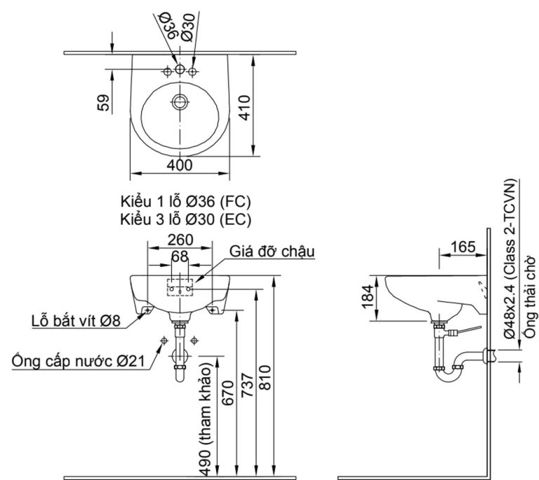 ban ve ki thuat chau rua mat lavabo inax l 282v ec fc treo tuong
