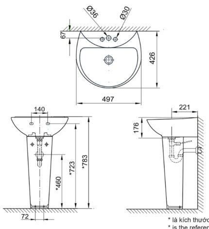 ban ve ki thuat chau rua mat lavabo inax l 285v ec fc l 288vd chan dai treo tuong
