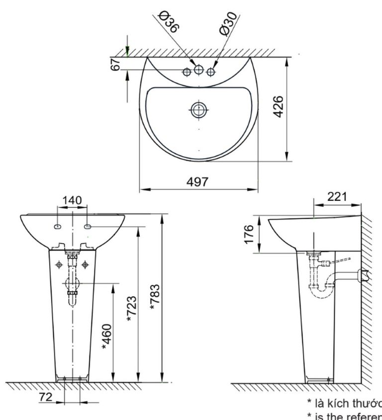 ban ve ki thuat chau rua mat lavabo inax l 285v ec fc l 288vd chan dai treo tuong