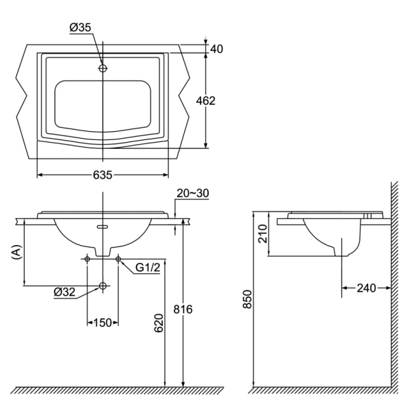 ban ve ki thuat chau rua mat lavabo toto lw781cj duong vanh