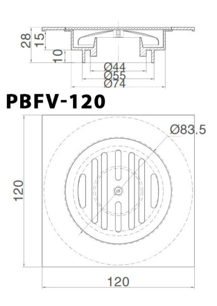 ban ve ki thuat ga thoat san inax pbfv 120 vuong 120x120mm