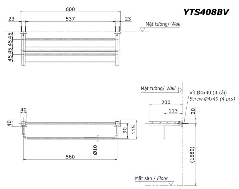 ban ve ki thuat gia khan 2 tang toto yts408bv