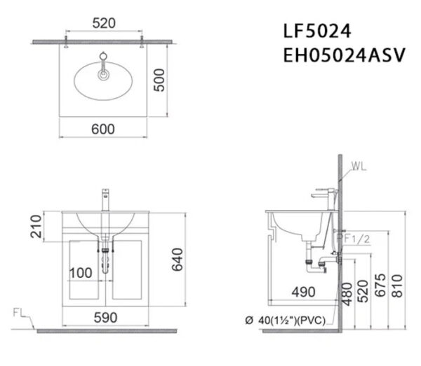 ban ve ki thuat tu chau lavabo caesar lf5024 eh05024asv